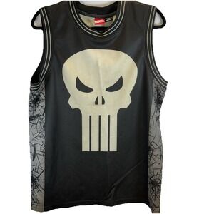 Marvel Punisher Jersey Mens M 38/40‎ Black Sleeveless Castle Skull